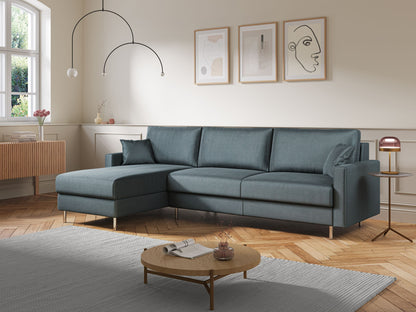 Andromeda divano letto angolare in velluto morbido impermeabile T01 grigio chiaro