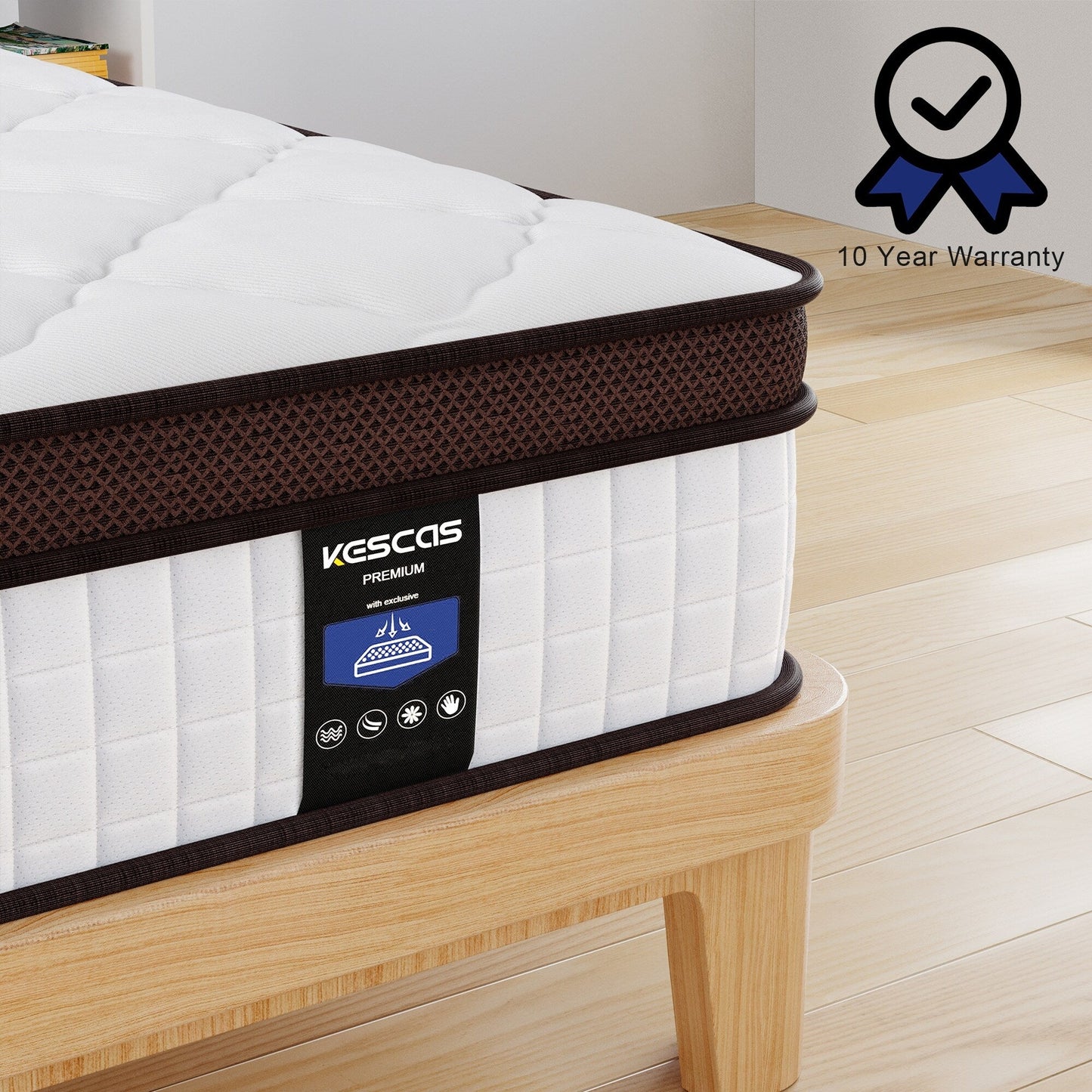 14 Inches Mattress, Memory Foam and Pocketed Spring Hybrid Mattress,Medium Firmness Mattress,Queen and King Size Optional
