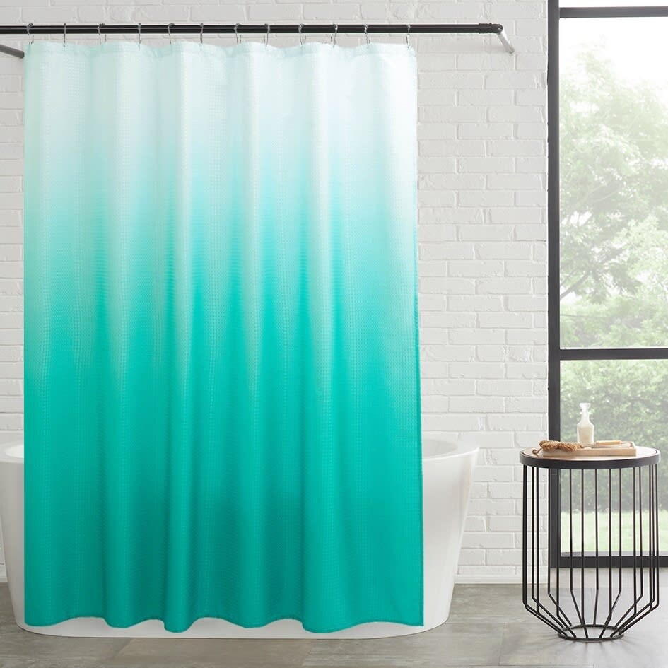 14-Piece Bath/Shower Set - Ombre Shower Curtain, Hooks & PEVA Liner