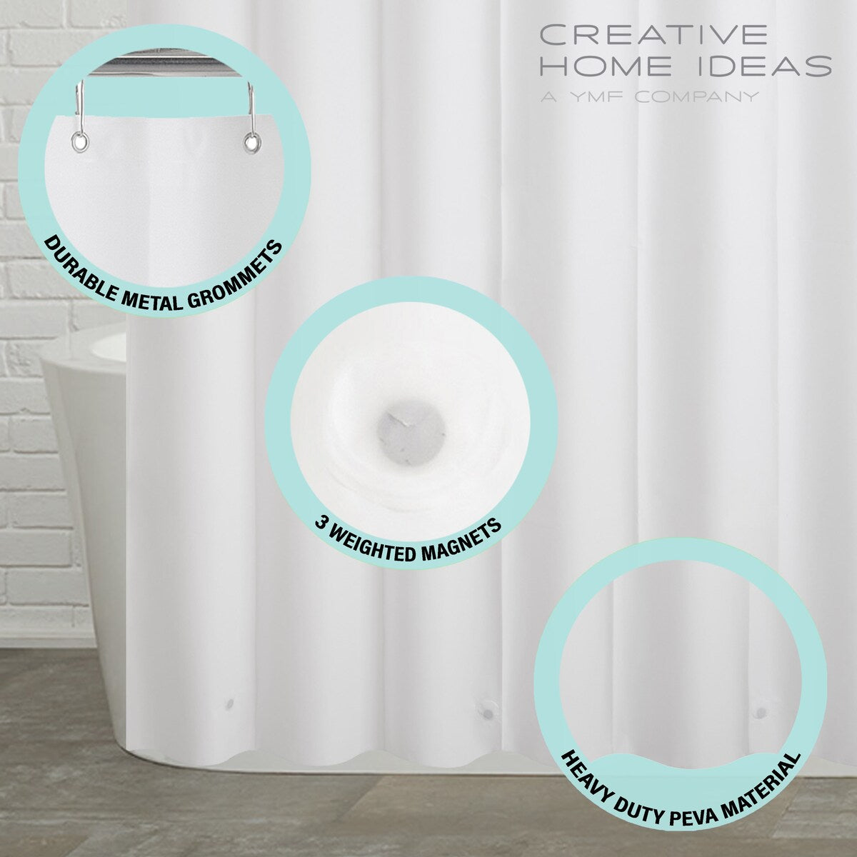 14-Piece Bath/Shower Set - Ombre Shower Curtain, Hooks & PEVA Liner