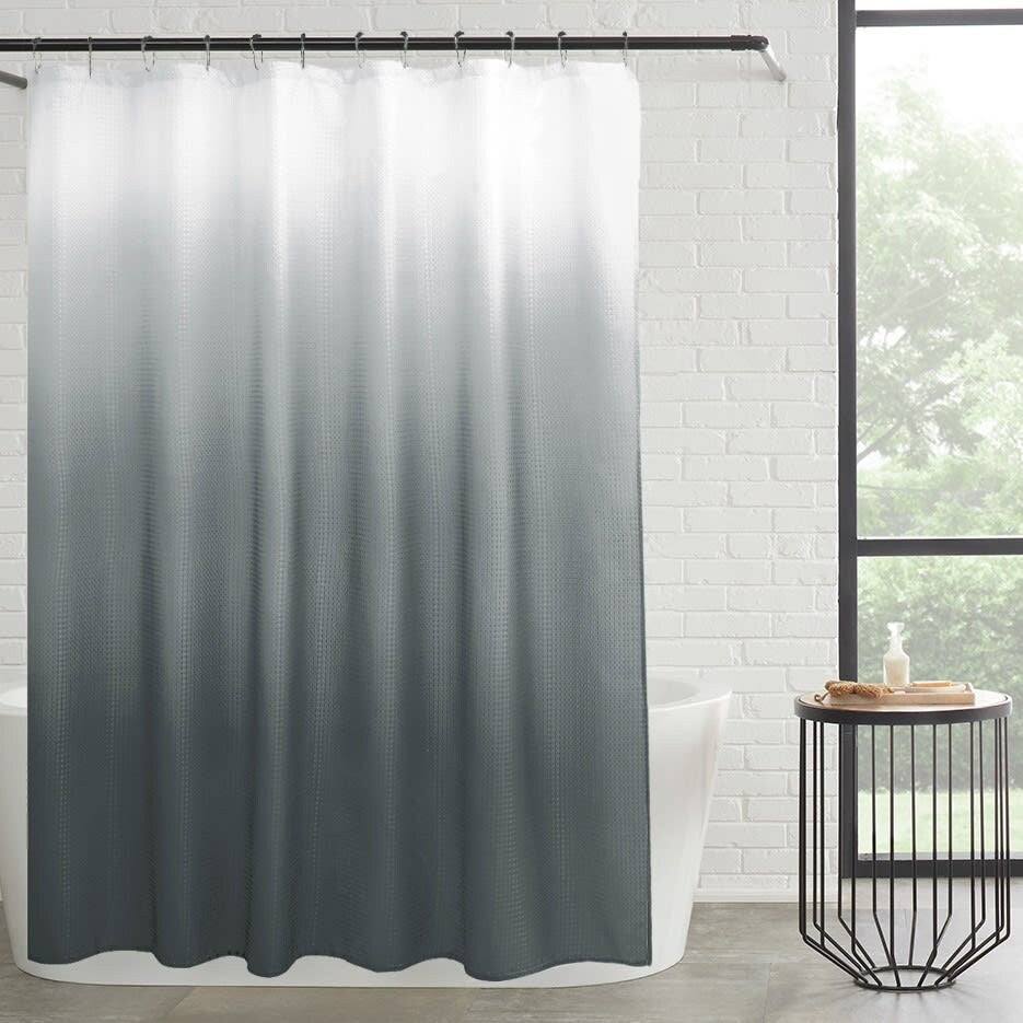 14-Piece Bath/Shower Set - Ombre Shower Curtain, Hooks & PEVA Liner