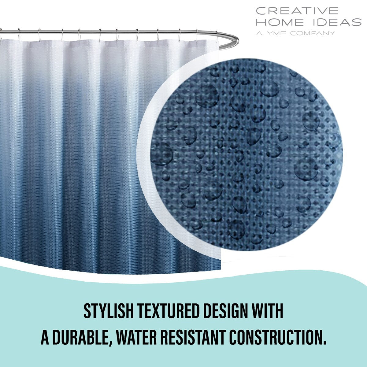 14-Piece Bath/Shower Set - Ombre Shower Curtain, Hooks & PEVA Liner