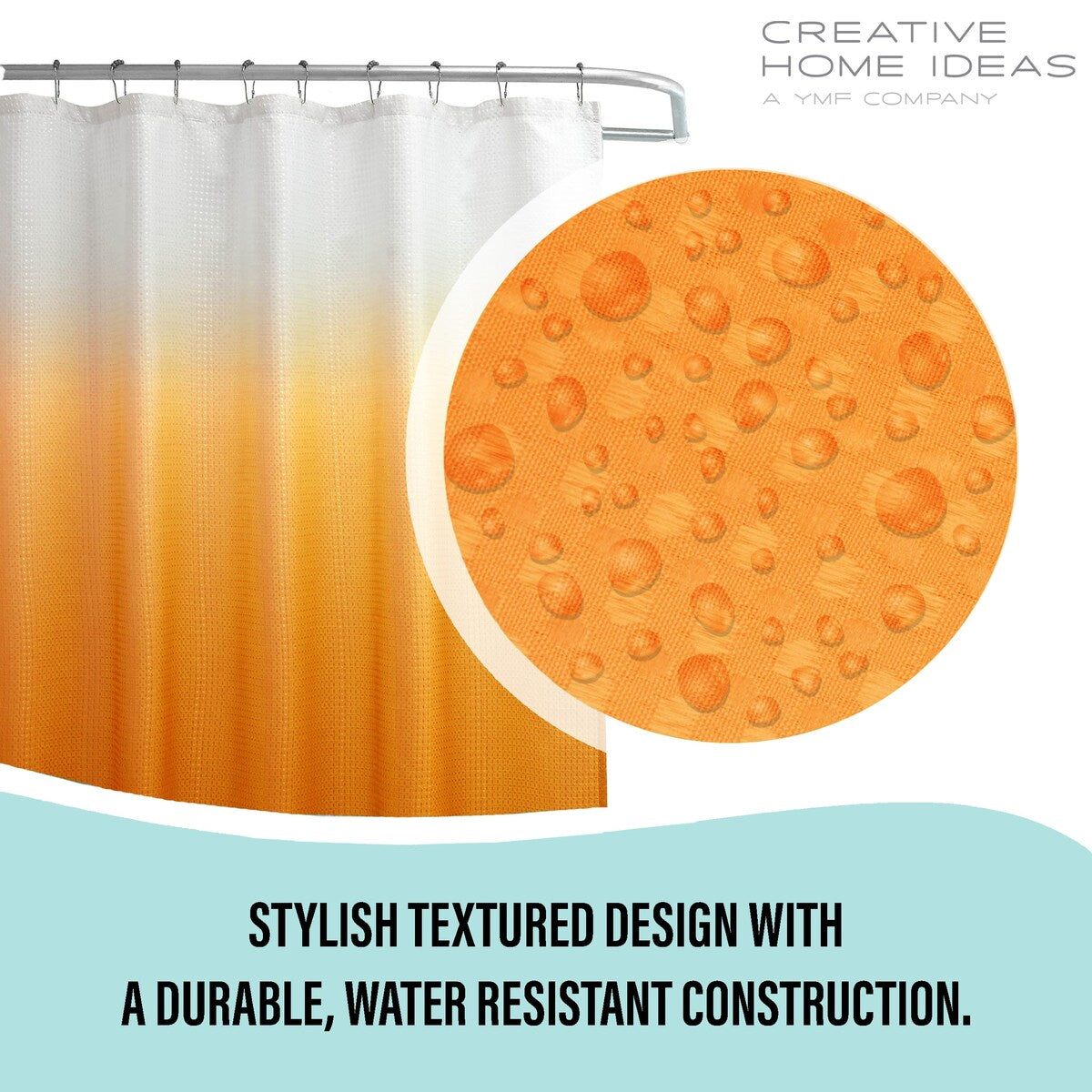 14-Piece Bath/Shower Set - Ombre Shower Curtain, Hooks & PEVA Liner