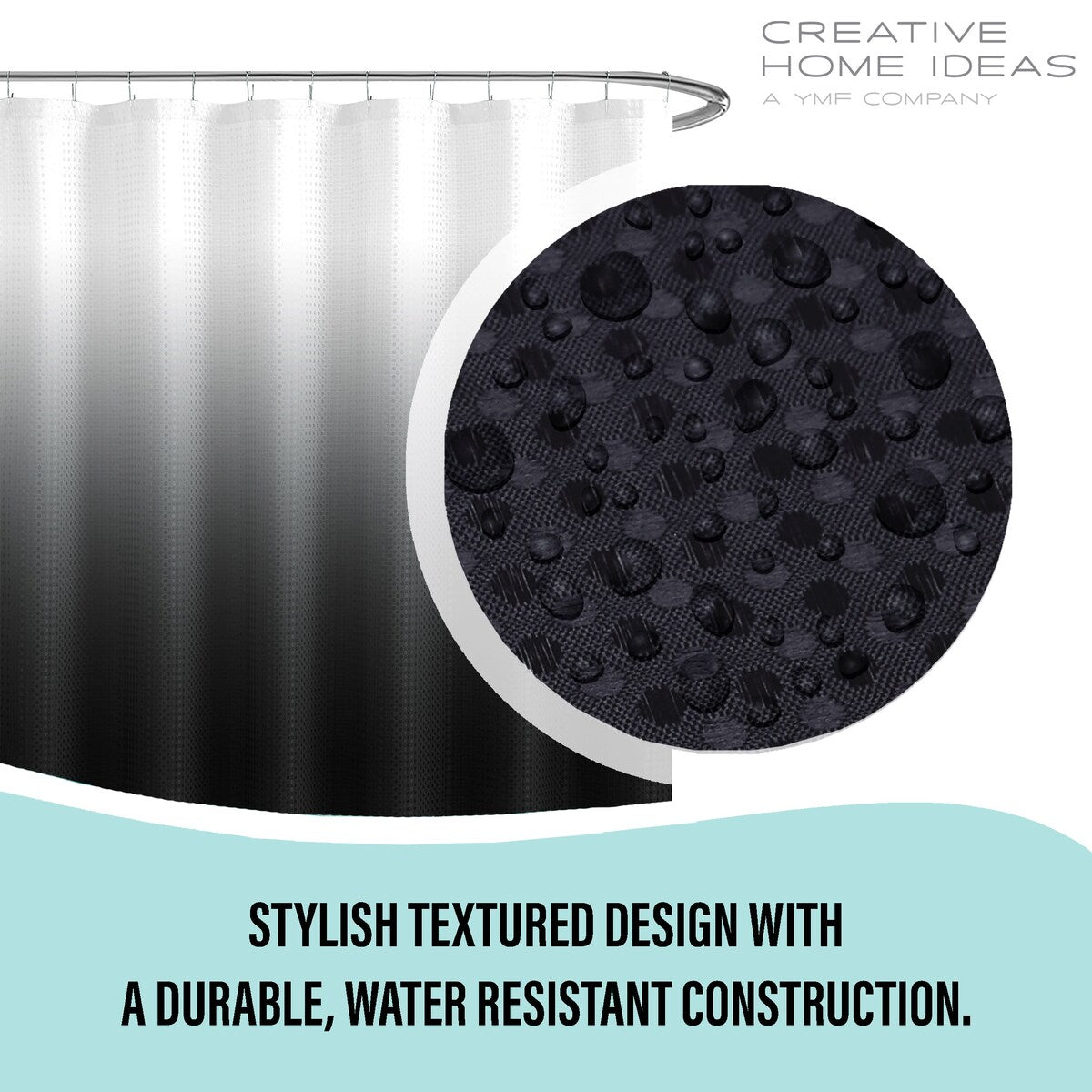 14-Piece Bath/Shower Set - Ombre Shower Curtain, Hooks & PEVA Liner