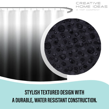 14-Piece Bath/Shower Set - Ombre Shower Curtain, Hooks & PEVA Liner