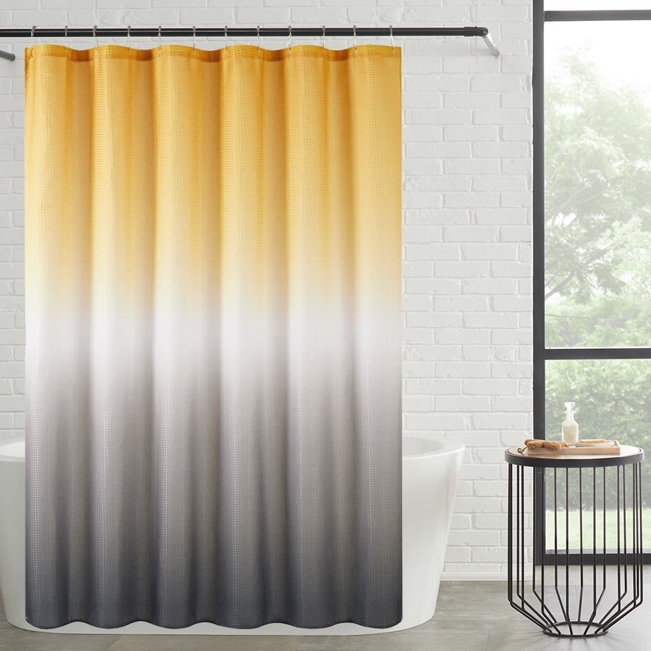 14-Piece Bath/Shower Set - Ombre Shower Curtain, Hooks & PEVA Liner