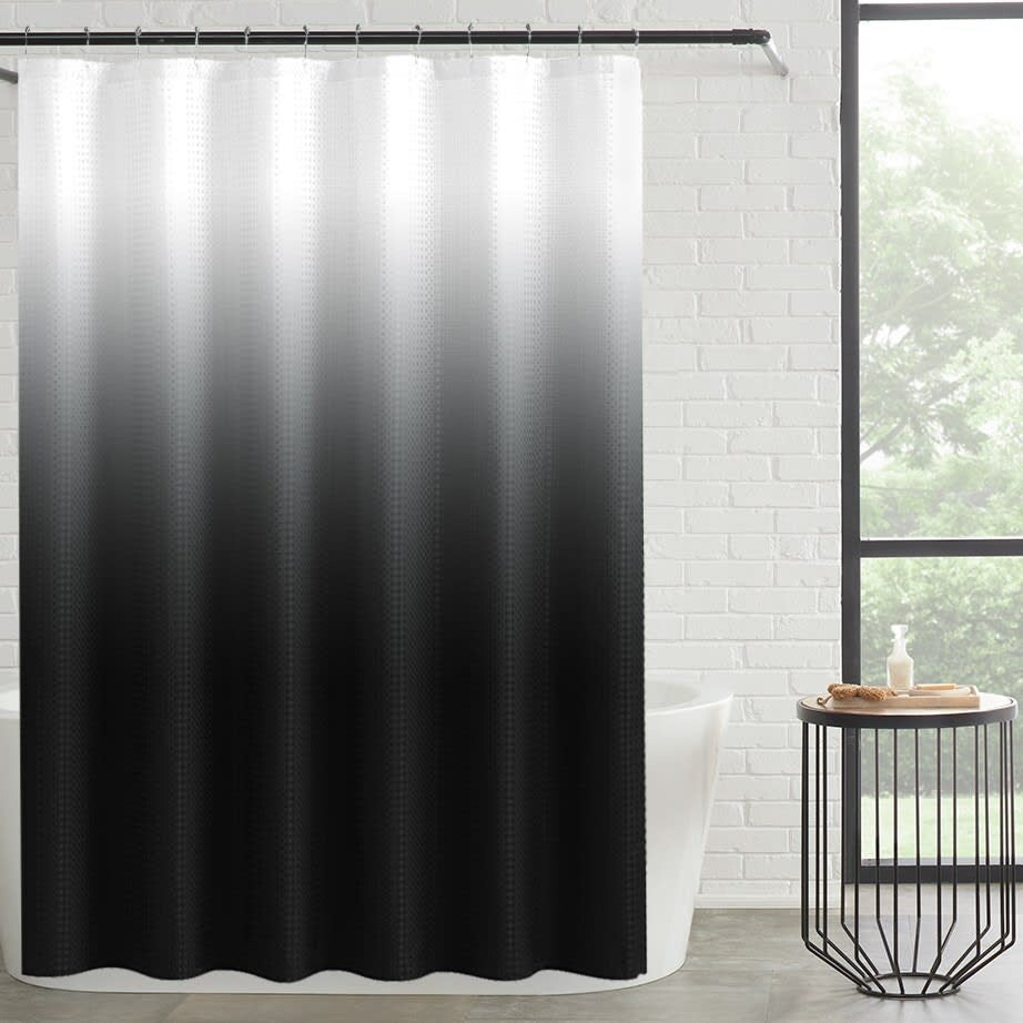 14-Piece Bath/Shower Set - Ombre Shower Curtain, Hooks & PEVA Liner