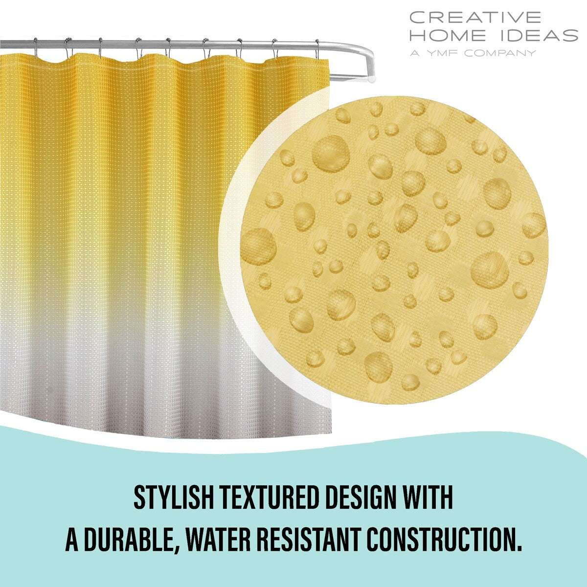 14-Piece Bath/Shower Set - Ombre Shower Curtain, Hooks & PEVA Liner