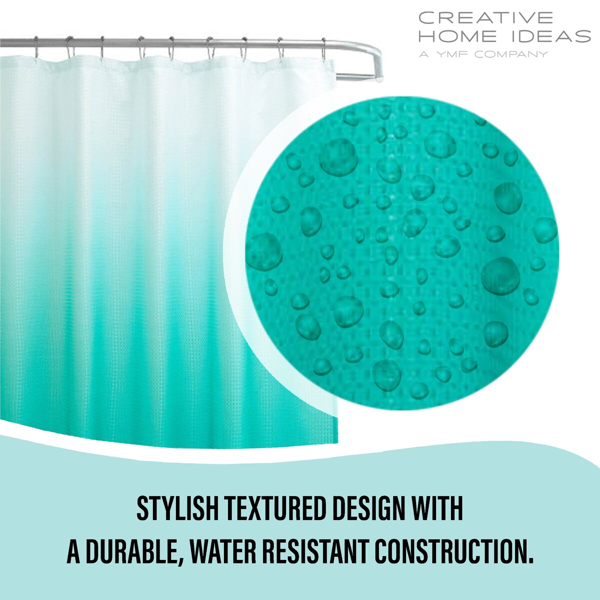 14-Piece Bath/Shower Set - Ombre Shower Curtain, Hooks & PEVA Liner