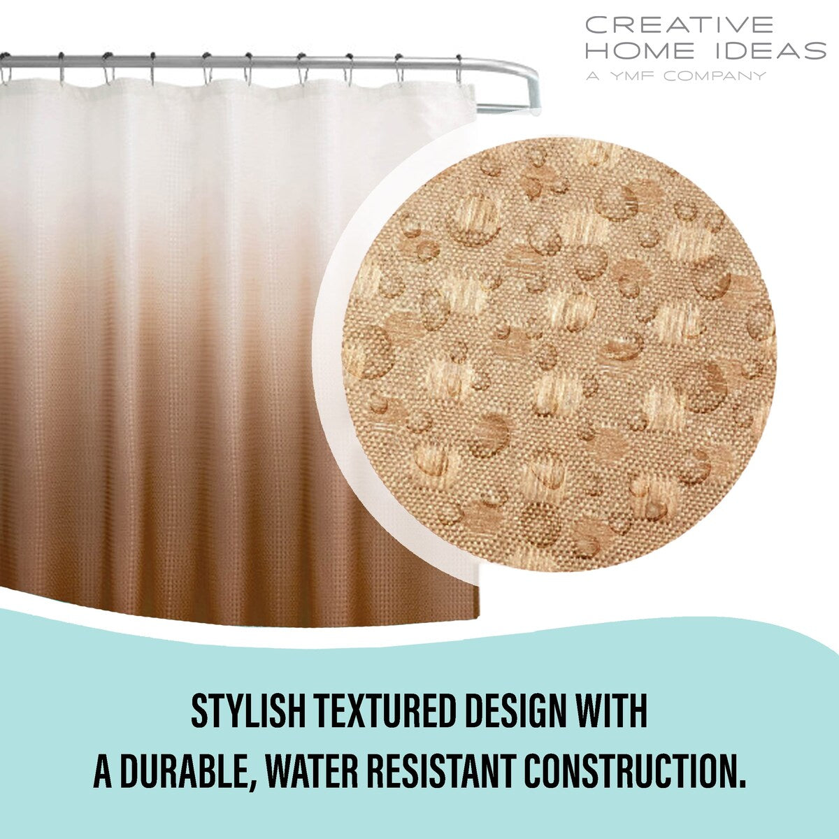 14-Piece Bath/Shower Set - Ombre Shower Curtain, Hooks & PEVA Liner