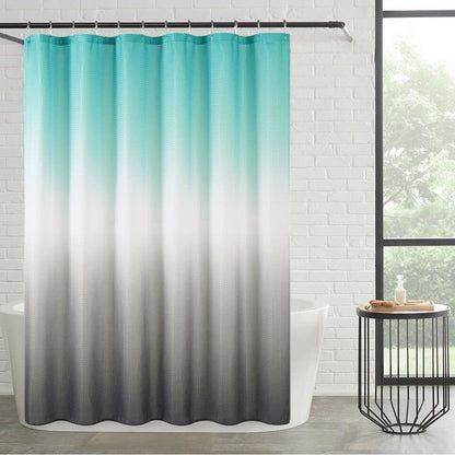 14-Piece Bath/Shower Set - Ombre Shower Curtain, Hooks & PEVA Liner