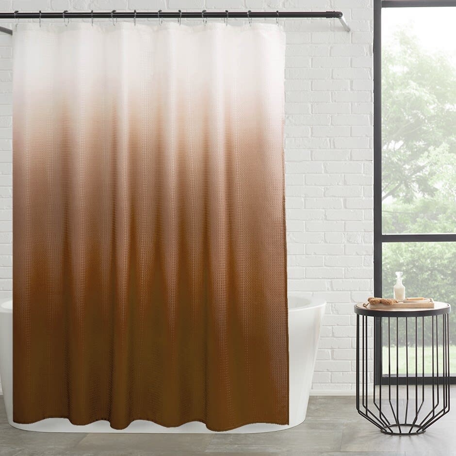 14-Piece Bath/Shower Set - Ombre Shower Curtain, Hooks & PEVA Liner