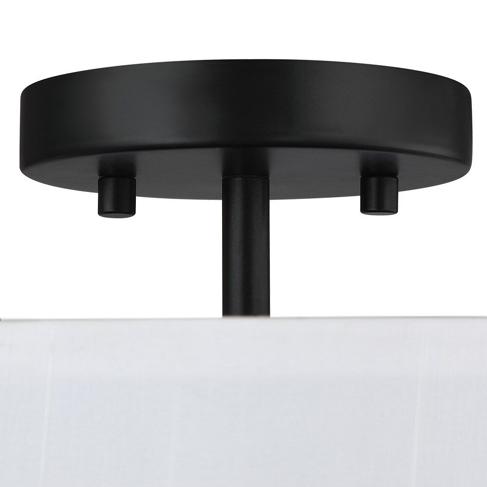 14 in. 3-Light Matte Black Semi-Flush Mount Ceiling Light with Drum Shade - 14W