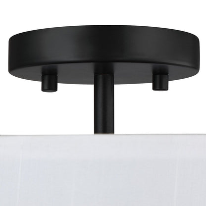 14 in. 3-Light Matte Black Semi-Flush Mount Ceiling Light with Drum Shade - 14W