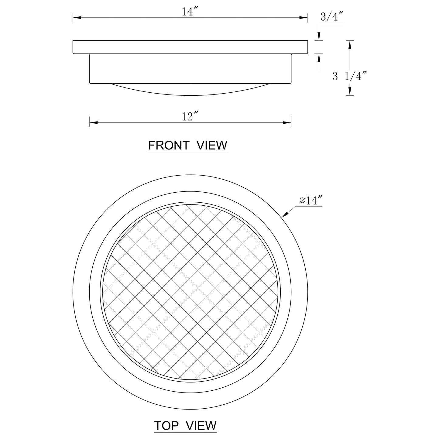 14 in. Brushed Nickel 30W 3000K LED Flush Mount Light with Striped Glass Shade - Brushed Nickel