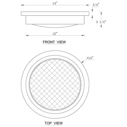 14 in. Brushed Nickel 30W 3000K LED Flush Mount Light with Striped Glass Shade - Brushed Nickel