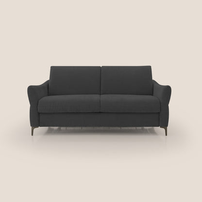 Dalia divano letto con materasso H18 cm e piedi alti in raffinato tessuto smacchiabile T17 nero