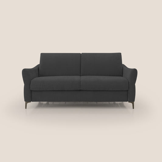 Dalia divano letto con materasso H18 cm e piedi alti in raffinato tessuto smacchiabile T17 nero