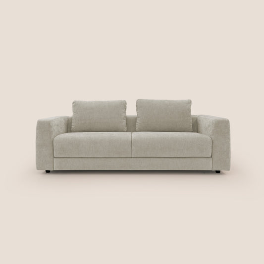 Freia Divano letto minimal materasso h15 cm con morbidi schienali in tessuto impermeabile T14 panna