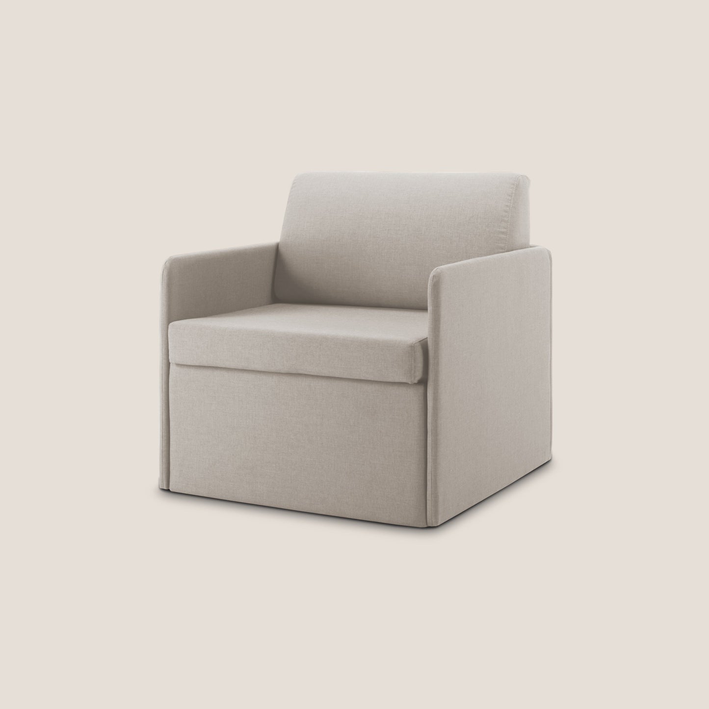 DAG Poltrona letto singolo salvaspazio in TESSUTO impermeabile T13 PANNA