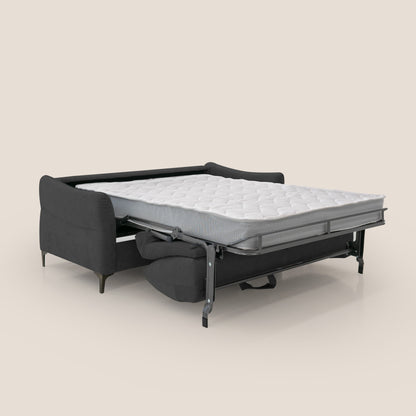 Dalia divano letto con materasso H18 cm e piedi alti in raffinato tessuto smacchiabile T17 nero