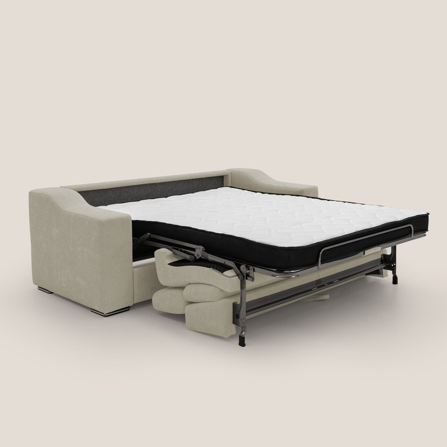 Bomber divano letto matrimoniale con poggiatesta in tessuto impermeabile T14 panna 