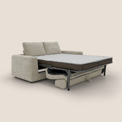 Freia Divano letto minimal materasso h15 cm con morbidi schienali in tessuto impermeabile T14 panna