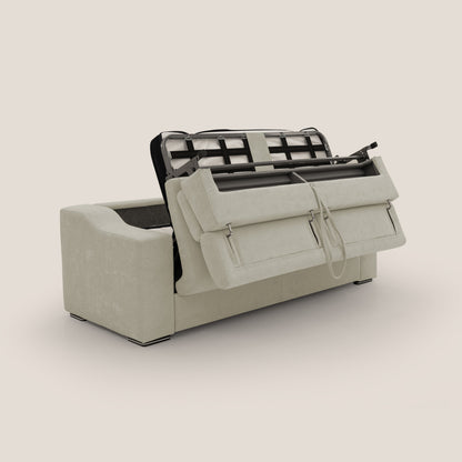 Bomber divano letto matrimoniale con poggiatesta in tessuto impermeabile T14 panna 