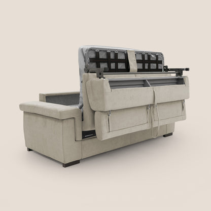 Bjorn divano letto sfoderabile con materasso H18 cm e poggiatesta reclinabili in tessuto impermeabile T02 panna
