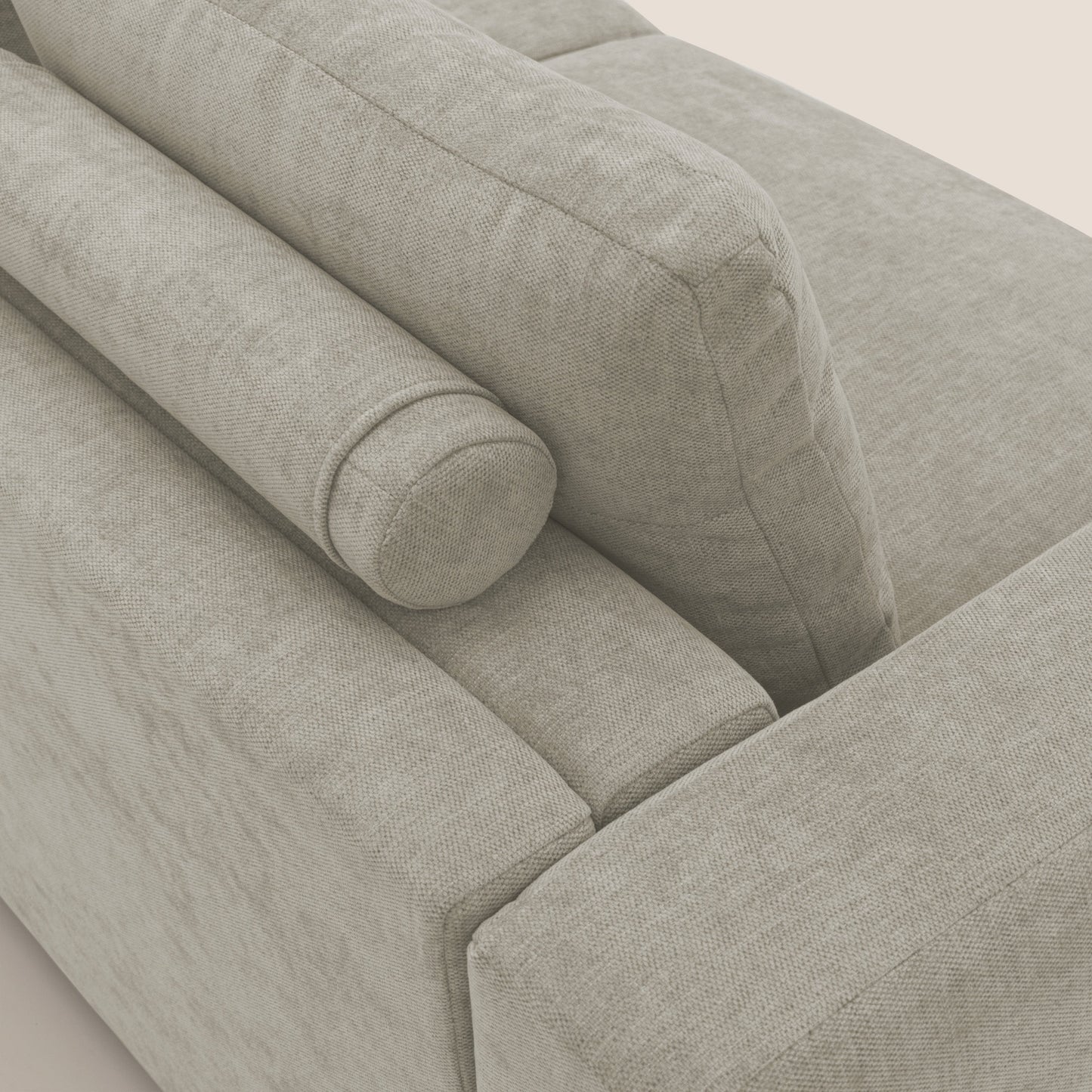 Freia Divano letto minimal materasso h15 cm con morbidi schienali in tessuto impermeabile T14 panna