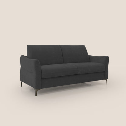 Dalia divano letto con materasso H18 cm e piedi alti in raffinato tessuto smacchiabile T17 nero