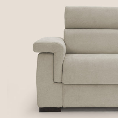 Bjorn divano letto sfoderabile con materasso H18 cm e poggiatesta reclinabili in tessuto impermeabile T02 panna
