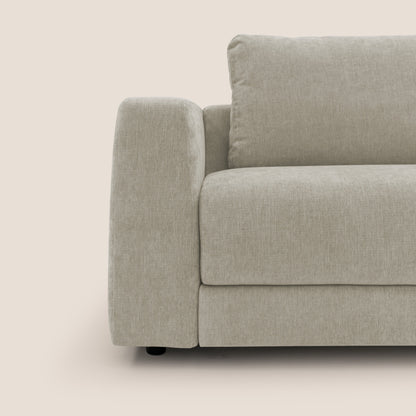 Freia Divano letto minimal materasso h15 cm con morbidi schienali in tessuto impermeabile T14 panna