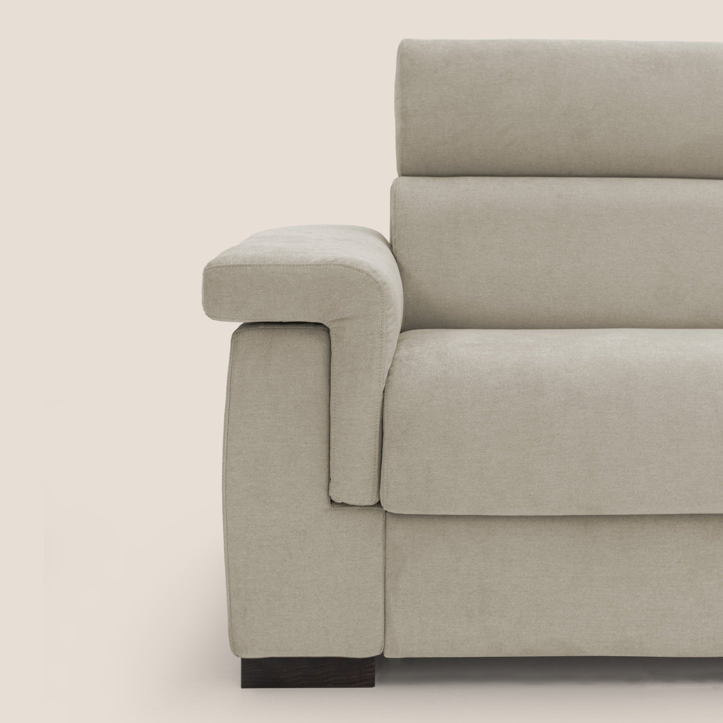 Bjorn divano letto sfoderabile con materasso H18 cm e poggiatesta reclinabili in tessuto impermeabile T02 panna