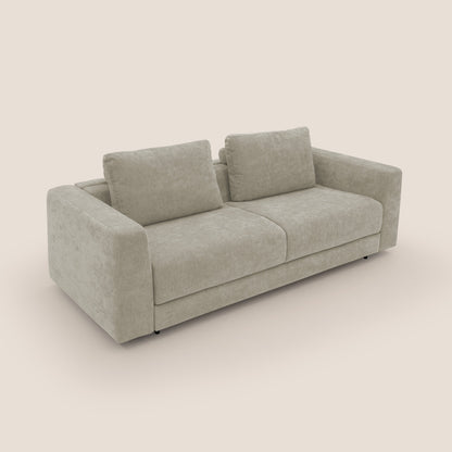 Freia Divano letto minimal materasso h15 cm con morbidi schienali in tessuto impermeabile T14 panna