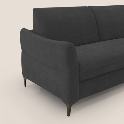 Dalia divano letto con materasso H18 cm e piedi alti in raffinato tessuto smacchiabile T17 nero
