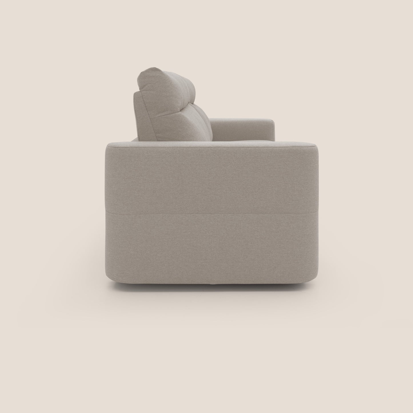 Cupido Divano letto materasso H18 cm e schienale alto in tessuto impermeabile simil cotone T13 panna