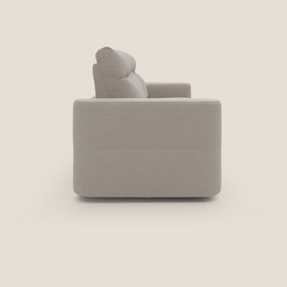 Cupido Divano letto materasso H18 cm e schienale alto in tessuto impermeabile simil cotone T13 panna