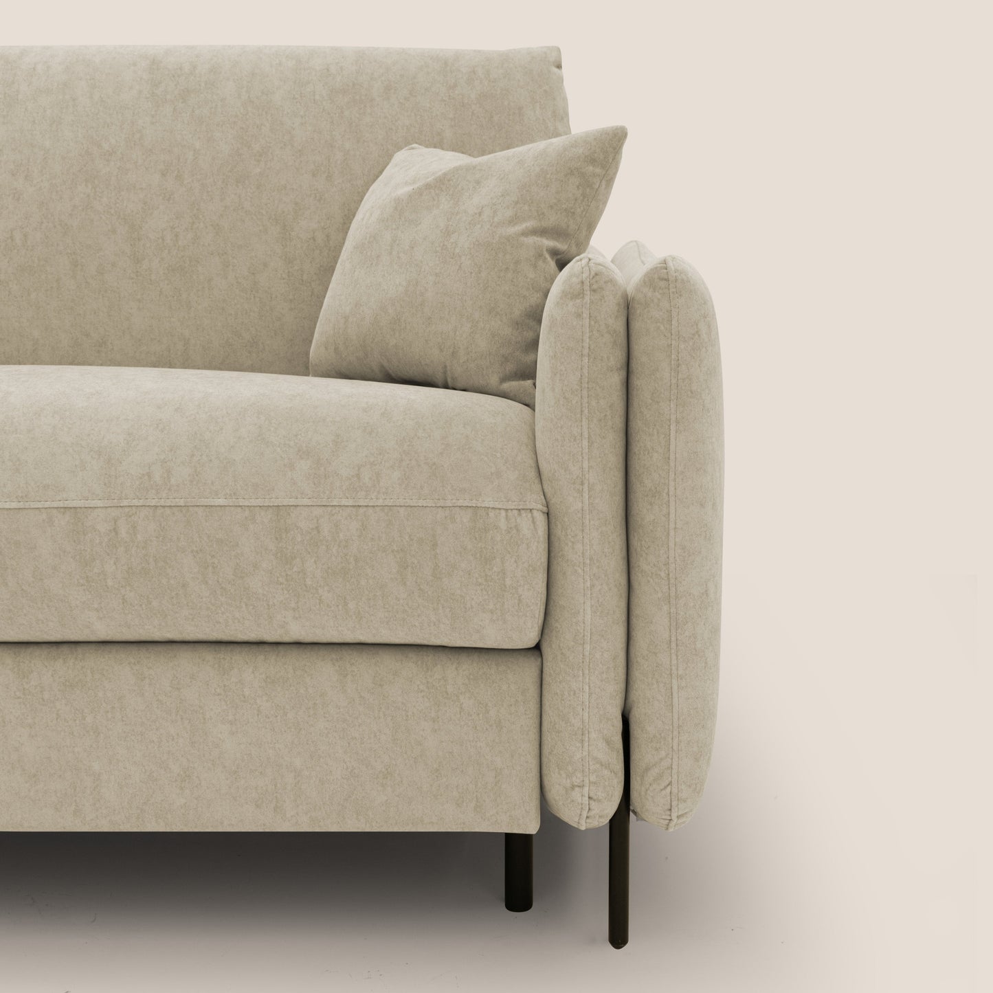 Gregory Divano letto con materasso h18 cm in microfibra effetto velluto impermeabile T09 beige 