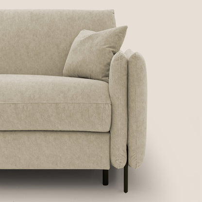 Gregory Divano letto con materasso h18 cm in microfibra effetto velluto impermeabile T09 beige 