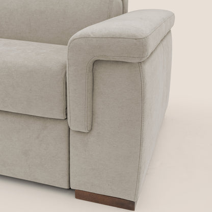 Giunone divano letto con materasso alto 18 cm e poggiatesta reclinabili in tessuto impermeabile T02 panna 