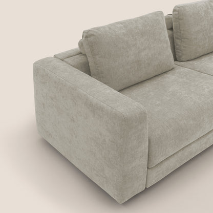 Freia Divano letto minimal materasso h15 cm con morbidi schienali in tessuto impermeabile T14 panna