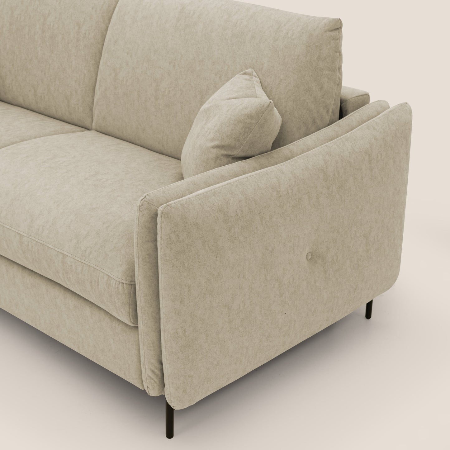 Gregory Divano letto con materasso h18 cm in microfibra effetto velluto impermeabile T09 beige 