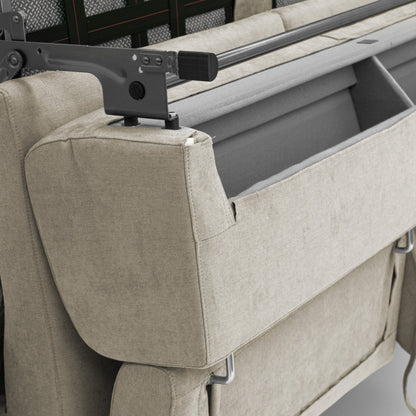 Bjorn divano letto sfoderabile con materasso H18 cm e poggiatesta reclinabili in tessuto impermeabile T02 panna