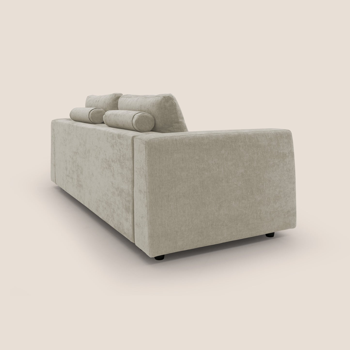 Freia Divano letto minimal materasso h15 cm con morbidi schienali in tessuto impermeabile T14 panna