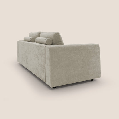 Freia Divano letto minimal materasso h15 cm con morbidi schienali in tessuto impermeabile T14 panna