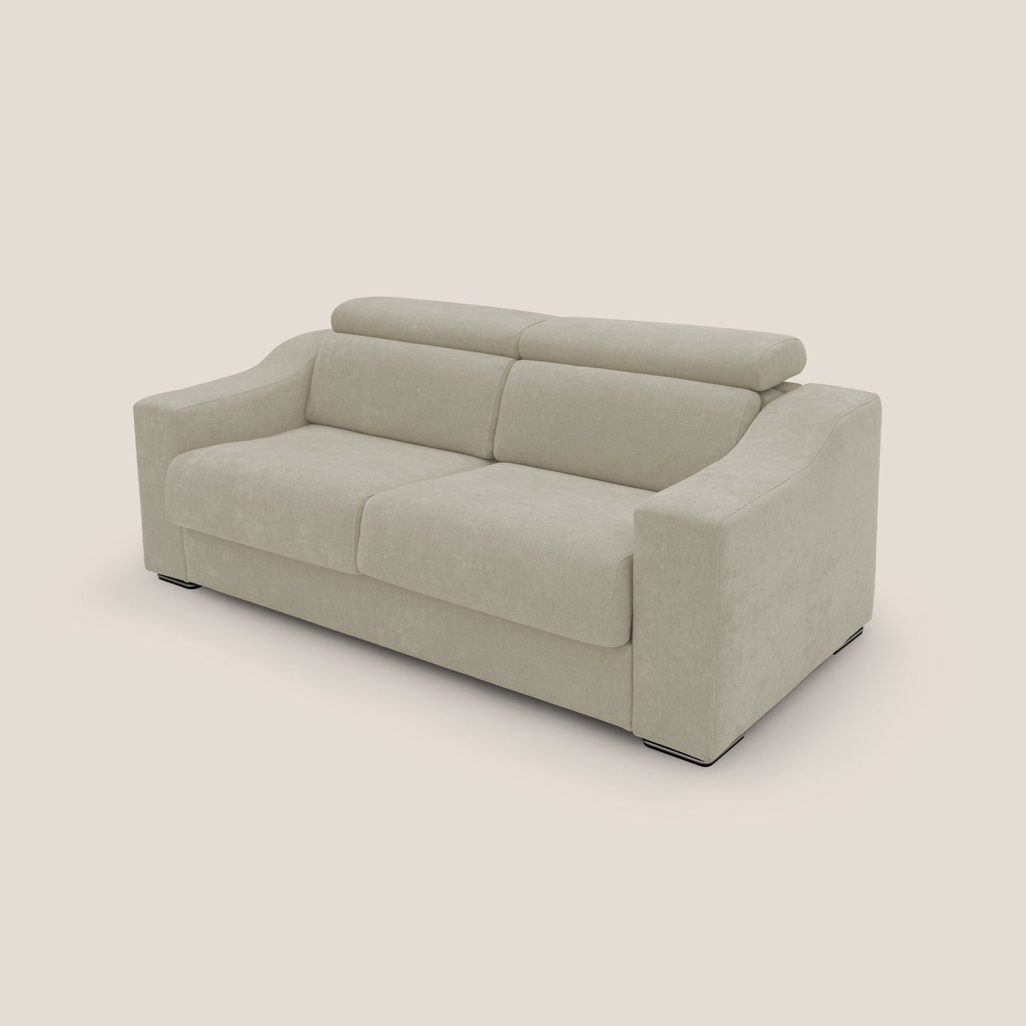 Bomber divano letto matrimoniale con poggiatesta in tessuto impermeabile T14 panna 