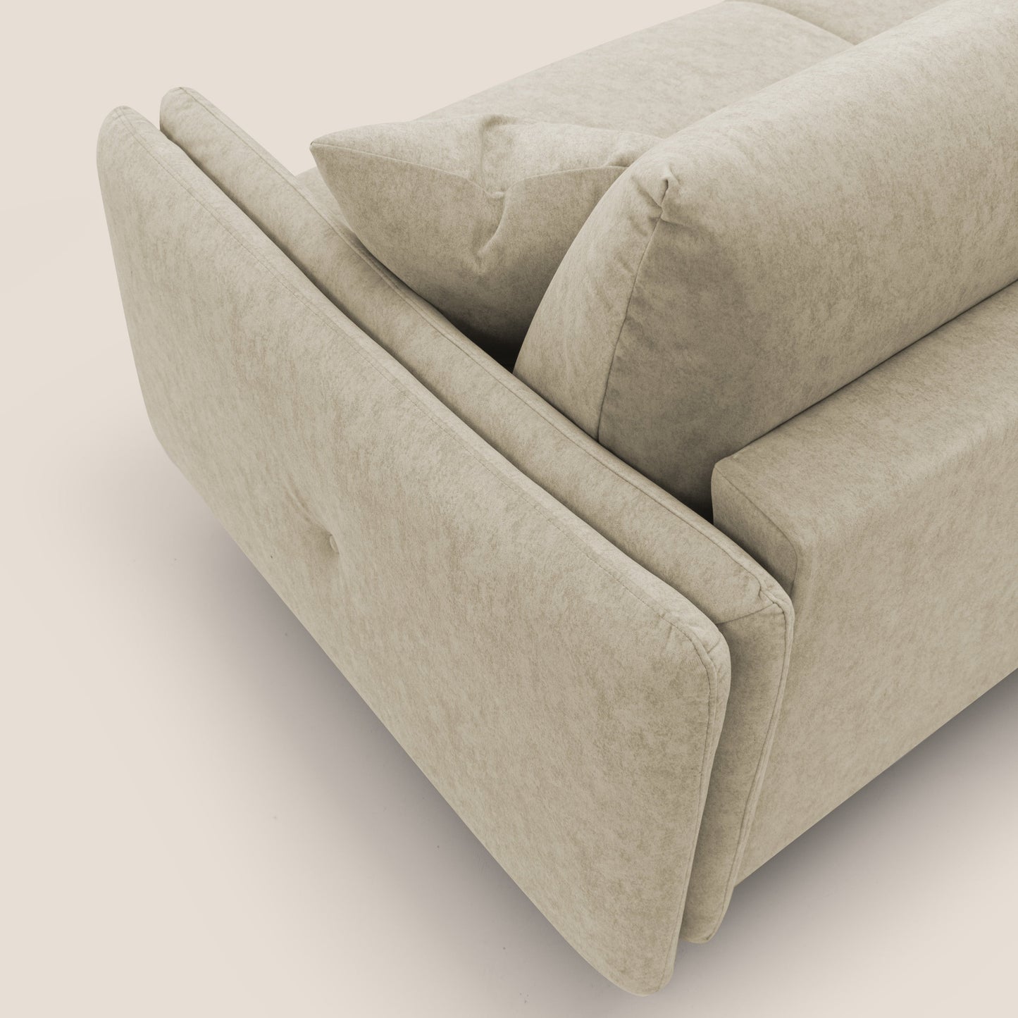 Gregory Divano letto con materasso h18 cm in microfibra effetto velluto impermeabile T09 beige 