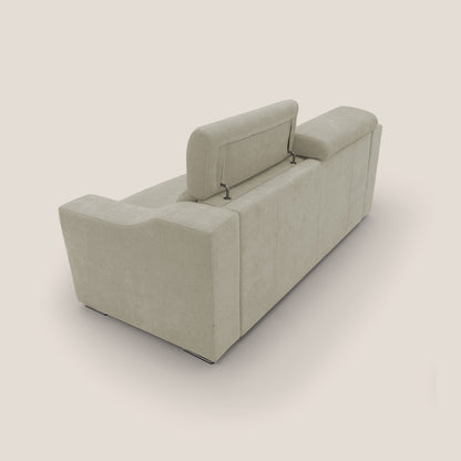 Bomber divano letto matrimoniale con poggiatesta in tessuto impermeabile T14 panna 