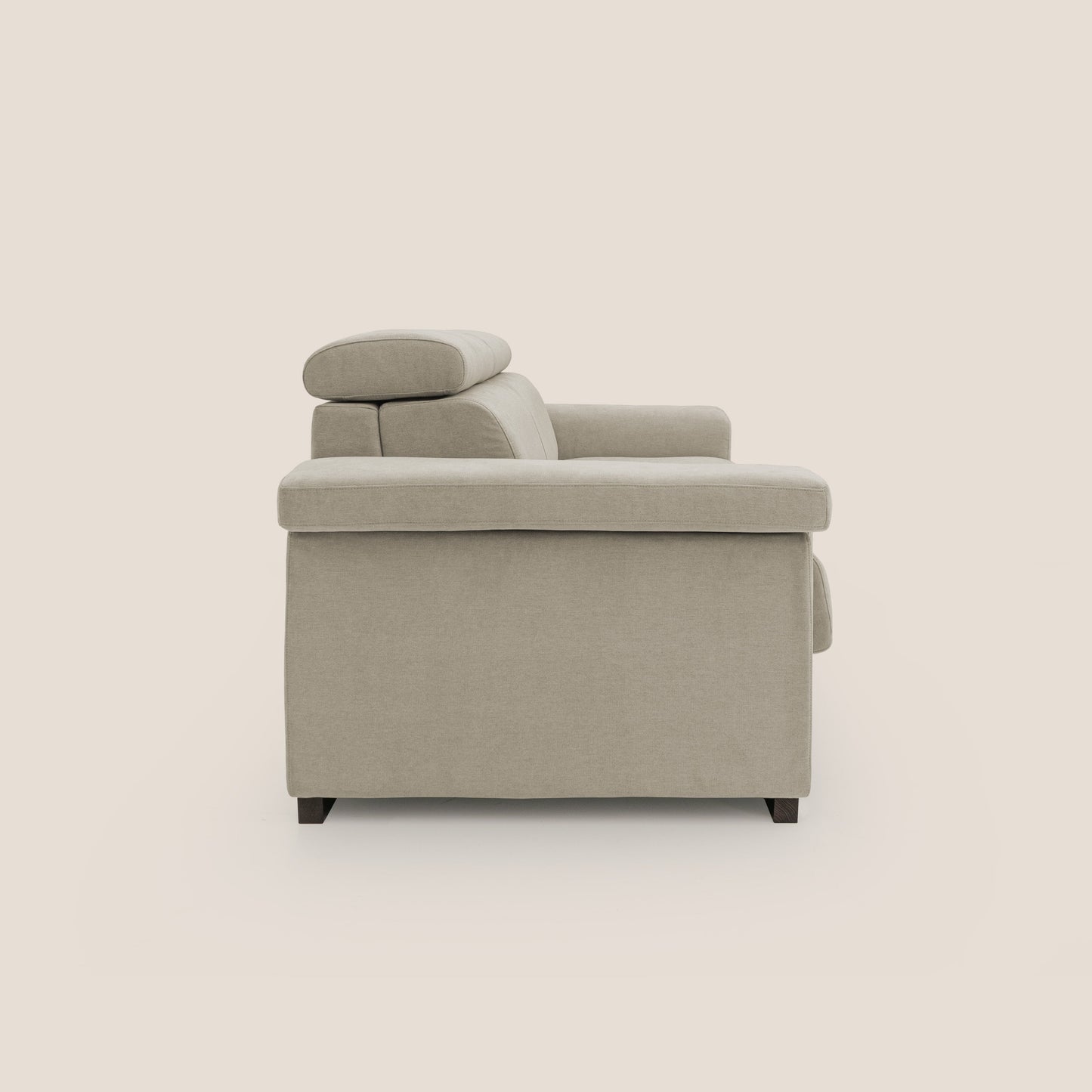 Bjorn divano letto sfoderabile con materasso H18 cm e poggiatesta reclinabili in tessuto impermeabile T02 panna